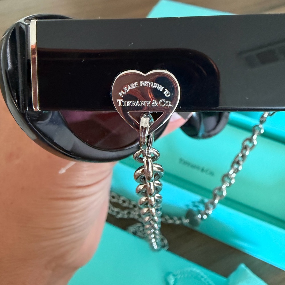 Tiffany & Co. Black Sunglasses with Silver Chain - Picture 2 of 10